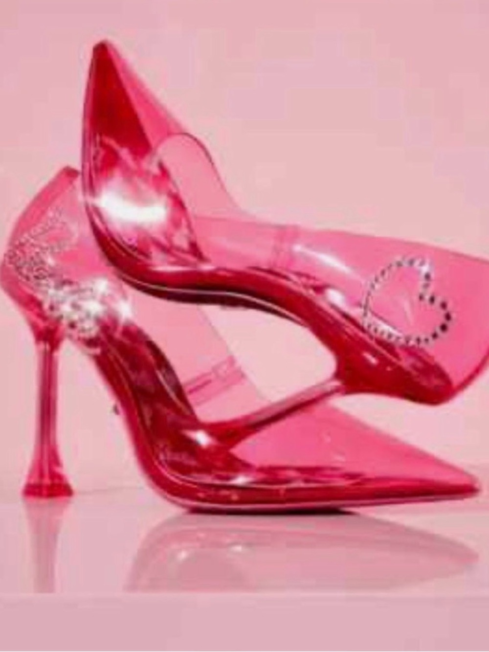 Barbie x ALDO Barbiestessy Collection Pink Translucent Pointed Toe Pumps 8.5 NEW